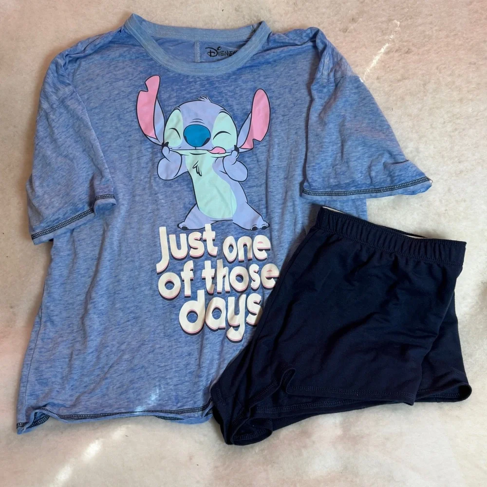 Disney Stitch “Just One of Those Days” 2pc Women’s Blue Pajama Set Size L - Picture 1 of 5